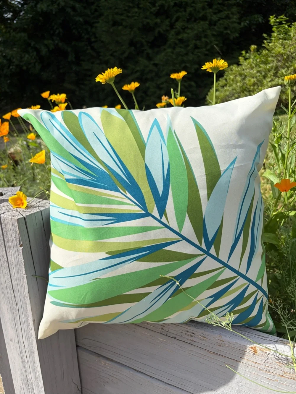 Tropical Palm Leaf Decorative Throw Pillow. Modern Botanical Accent~